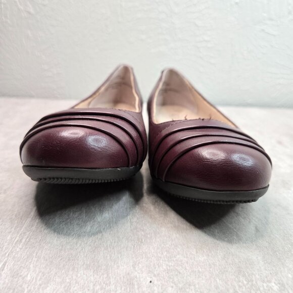 Cliffs Ballet Flats 7 Wide Fit Dark Brown Pleated Preppy Comfort Ballerina Shoes - Picture 3 of 11